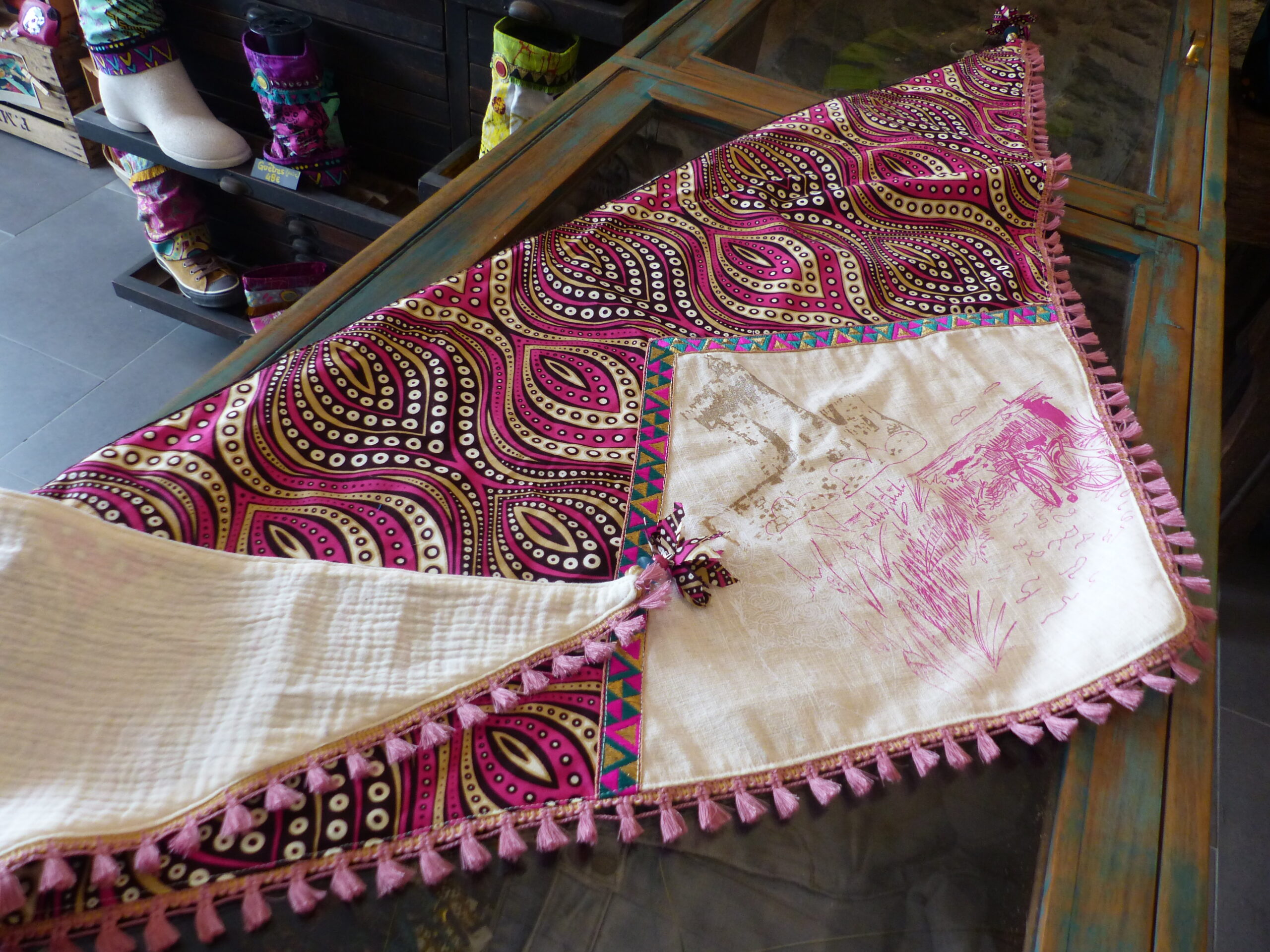 CHECHE "Flamme rose beige"