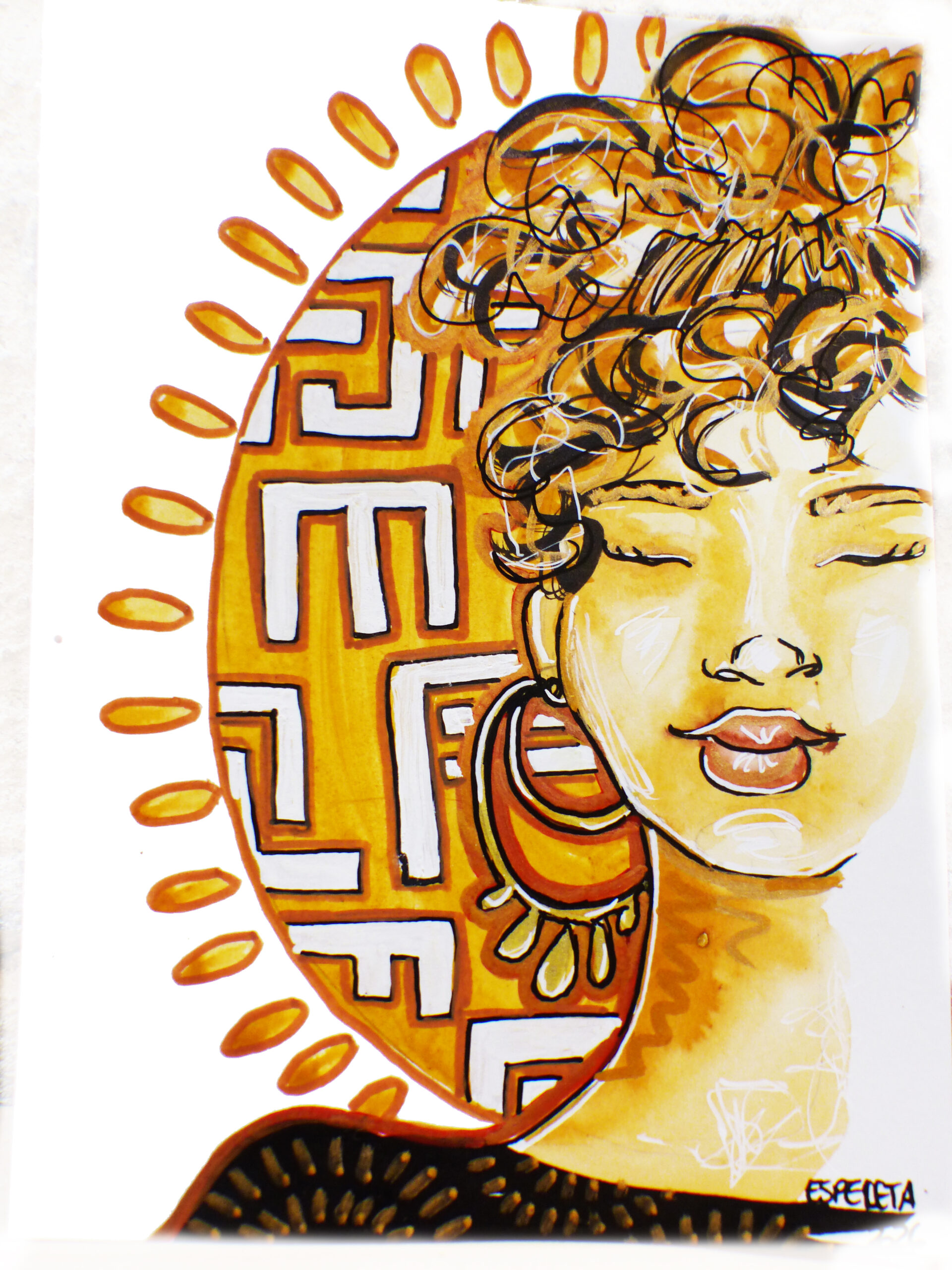 portrait de femme "Bogolan #11"