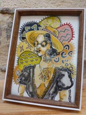 Portrait de femme "Bogolan #10"