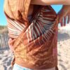 Top caramel sérigraphié, à nouer,  taille unique