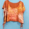 Top caramel sérigraphié, à nouer,  taille unique