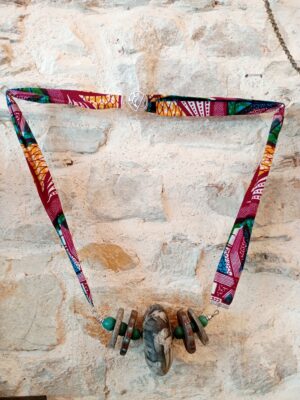 Collier XL de décoration raku et wax (défaut)