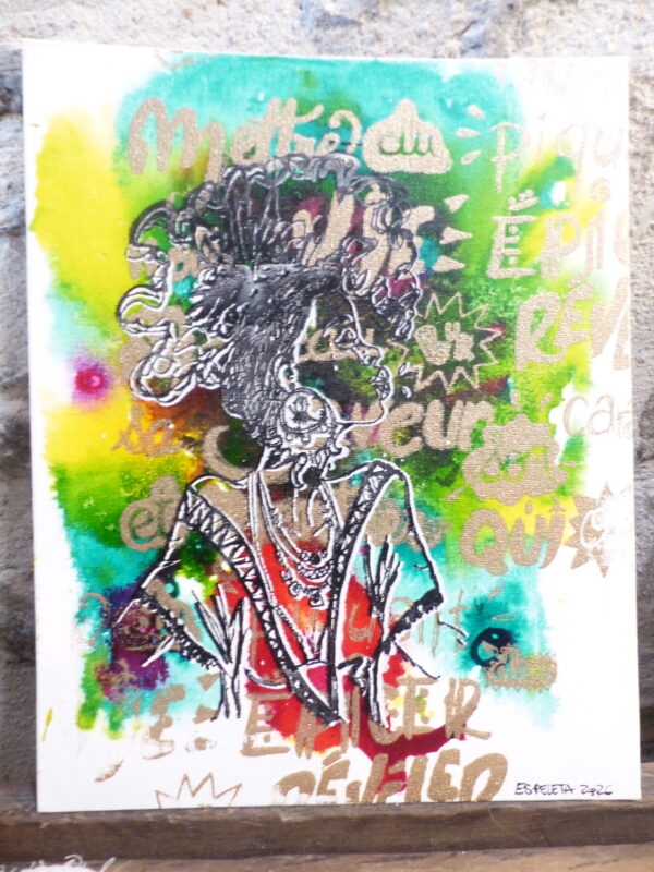 P1310069 Toile "profil épicé" encres acryliques et sérigraphie